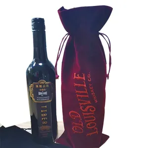 Custom Velvet Bag For Wine Bottle Gloss Pouch Drawstring Velvet Pouches