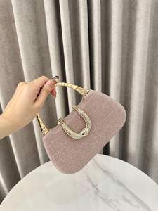 Factory Wholesale Popular Fashion Ladies <b>Clutch</b> Bag Evening Purse with Handle Glitter Small Square Bag for <b>Wedding</b> Party - Product Image 5