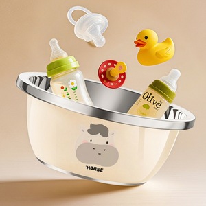 Stainless Steel <b>Vegetable</b> Washing Basin Kitchen Fruit Basin Outdoor Portable Cooking Bowl Thickened Multi Functional Soup Bowl - Product Image 1