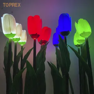 Lampe de jardin tulipe étanche pour l'extérieur, éclairage de cour, lampe décorative à fleurs changeantes