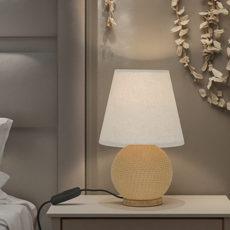 Handmade Fabric Shaped Table Lamp Rattan