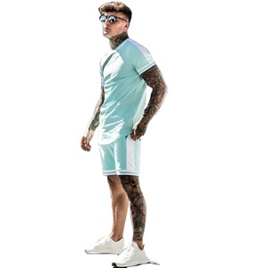 Vêtements de sport hommes ensemble de shorts d'été t-shirts en éponge française short de survêtement décontracté 100% coton t-shirt avec short ensembles jumeaux - Product Image 5