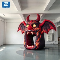 Arche gonflable personnalisée en forme de tête de démon pour Halloween, idéale pour la décoration publicitaire d'événements en extérieur et de zones scéniques