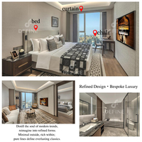 Ensemble complet de mobilier de chambre d'hôtel moderne sur mesure 5 étoiles de luxe pour villa et appartement