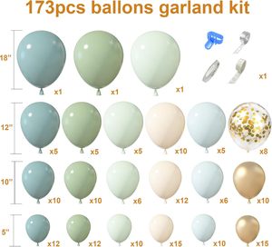 Kit de Decoración para Fiestas de 15 Años TLX, Proveedor de Soluciones para Fiestas, Kit de Arco de <span class=keywords><strong>Globos</strong></span> Azul Polvoriento y Verde, Decoraciones Boho para Bodas y Cumpleaños - Product Image 2