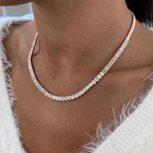 Collar de Diamantes Cultivados en Laboratorio, Chapado en Plata y Oro, con Corte Brillante, de Lujo y Moderno, para Regalo de Boda o Compromiso - Product Image 2