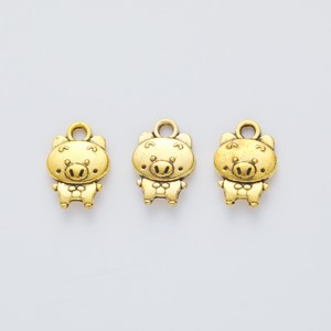 Colgante de Lechón de Pie, Adorable Animal de Granja, de Aleación en Tono Plata Antigua y Dorado, para Regalo de Año Nuevo Lunar - Product Image 4