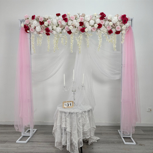 Ramo de rosas para boda, arreglo floral sobre fondo blanco, centro de mesa de flores de seda - Product Image 1