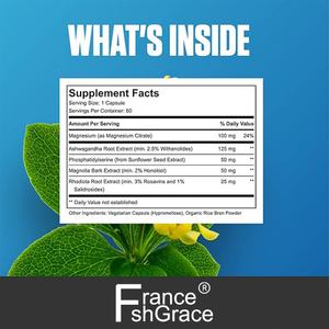 Complément alimentaire de haute qualité pour la santé du cortisol, favorise une réponse équilibrée du cortisol, 60 capsules, capsules pour la santé du cortisol - Product Image 3