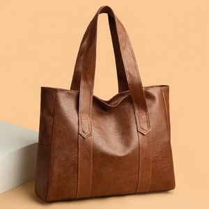 Bolso Tote Casual de Cuero Genuino para Mujer, Gran Capacidad, Parte Superior Abierta, Correa para el Hombro, Estilo Clásico, Uso Diario - Product Image 1