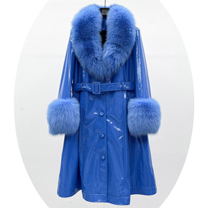 Vente flash <span class=keywords><strong>Black</strong></span> <span class=keywords><strong>Friday</strong></span> Janefur Manteau en fourrure de renard naturelle chaud d'hiver pour femmes grandes tailles avec col et poignets en fourrure véritable en cuir - Product Image 1
