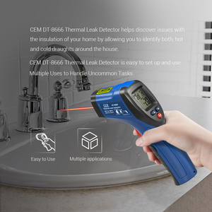 CEM DT-8666 열 누출 감지기, 가청 경보 기능 비접촉식 적외선 온도계 온도 측정기 (판독값의 1%) - Product Image 5