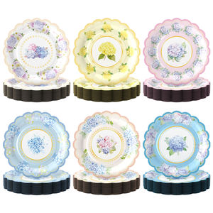 Assiettes en papier jetables pour thé et conversation, motif floral, nouvelle conception, pour mariage, anniversaire, fête, vaisselle décorative - Product Image 1