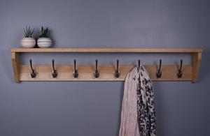 JUNJI Rustic Wooden Coat Rack with <strong>Corner</strong> Metal Wall Mounted Shelves for Living Room Home Decoration <strong>Storage</strong> <strong>Units</strong> - Product Image 4