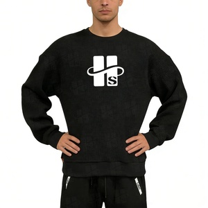 Felpa a Maniche Lunghe da Uomo con Collo Rotondo in Tessuto Waffle, Design Personalizzato con Logo OEM, Abbigliamento Maschile di Tendenza - Product Image 2