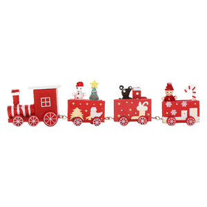 Décorations de Noël très populaires : Train miniature en bois à quatre sections pour paysage DIY et présentation de fenêtre de bureau - Product Image 6