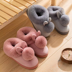 Fabrika toptan sıcak satış peluş keçe moda kürk kış terlik ayakkabı tavşan ev terlik - Product Image 1