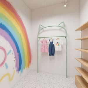 Espositore per Abbigliamento in Metallo Verde, Mensola a Parete, Appendiabiti Laterale, Accessori per Esposizione per <span class=keywords><strong>Negozi</strong></span> di Abbigliamento Uomo, <span class=keywords><strong>Donna</strong></span> e Bambino - Product Image 2
