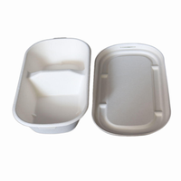 Boîte à lunch compostable en bagasse avec couvercle, boîte bento jetable à 2 compartiments, écologique, biodégradable, recyclable, récipient alimentaire