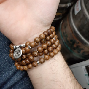 Bracciale con 108 Perle in Legno, Collana Mala, Charm con Loto, OM, Buddha, <span class=keywords><strong>Albero</strong></span> della Vita, Gioielli Spirituali per Yoga e Meditazione - Product Image 6