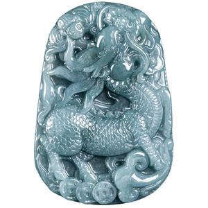Colgante de Jadeíta Natural Azul Agua con Diseño de Kirin, Joyería para Hombre, Diseño Original, Estilo Chino, Regalo con Certificado de Tasación PX60 - Product Image 2