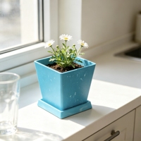 Pot de fleurs en plastique finition pierre, durable, écologique, pour plantes succulentes et cactus d'intérieur, accent décoratif moderne pour la maison et le jardin
