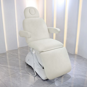 Verstellbarer Exquisiter Wimpern- und Tattoo-Stuhl, Behandlungsliege aus weißem PVC-Material, Kosmetikliege mit 4 Motoren, Beauty- und Massagemöbel - Product Image 2