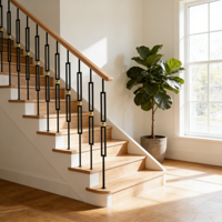 Modèle d'escalier en métal noir pour hôtel, balustre d'escalier, poteau d'escalier, balustrade de balcon