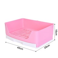 Grande litière pour lapin avec dossier haut, litière pour chat anti-éclaboussures, toilette pour animaux de compagnie en plastique pour lapin d'intérieur