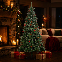 Sapin de Noël géant en PVC durable, lumières LED blanc chaud, indice de protection IP44, longueur 210 cm, multifonctionnel
