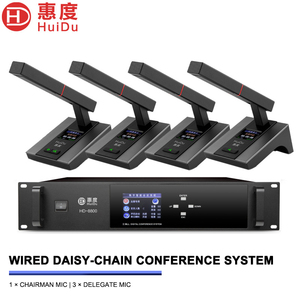 Sistema Microfonico Digitale HD-8800 per Videoconferenze, Collegamento a Catena fino a 250 Unità, Matrice HDMI con Controller LCD da 3,5 Pollici - Product Image 1