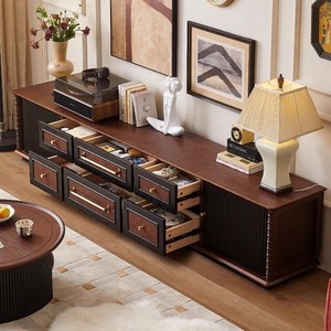 French Style Solid Wood TV <b>Cabinet</b> 220x40x48cm With Drawers Storage Living Room Furniture - Product Image 3