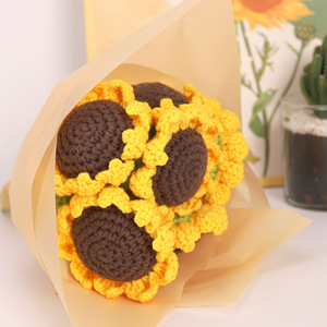 Stelo fatto a mano rosa all'ingrosso fiori fatti a mano all'uncinetto colorati - Product Image 3