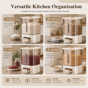 Distributeur de riz automatique à un bouton, récipient hermétique pour aliments secs et céréales, boîte de rangement pour grains, organisateur de cuisine - Product Image 6
