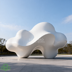 Escultura de Nube Blanca Abstracta Grande de Senzhao, Instalación Artística Moderna de Fibra de Vidrio para Espacios Públicos al Aire Libre - Product Image 1