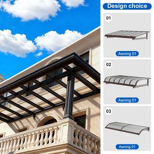 SUNTO auvent extérieur porte vitrée coulissante Pergola PC panneau Anti-UV étanche persienne toit cadre soleil pluie Protection voiture Parking - Product Image 3
