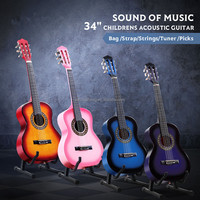 34 Inch Classical Guitar 6 Strings Kids Bingnner Starter Wooden Acoustic Guitar With Bag Tuner Picks Gif Kit Musical Instrument