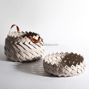 Keranjang penyimpanan sepatu handuk majalah kulit anyam mewah buatan tangan dengan logo kustom untuk dekorasi rumah - Product Image 6