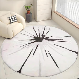 พรมทรงกลมแบบนามธรรมสมัยใหม่ แผ่นรองพื้นกันลื่นสำหรับห้องนั่งเล่น ห้องนอน เบาะรองเก้าอี้ ทำความสะอาดง่าย ซักมือได้ ขนาด 150 ซม. - Product Image 3