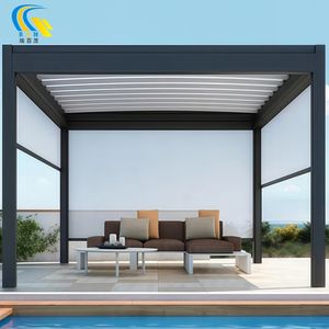 Pergola moderne en alliage d'acier et d'aluminium écologique <span class=keywords><strong>avec</strong></span> lames LED thermolaquées pour jardin, mariage, <span class=keywords><strong>camping</strong></span>, gazebo - Product Image 2