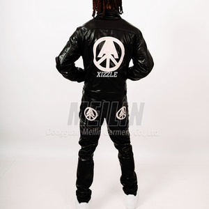 Custom <b>Embroidery</b> Patch High Quality Pu Leather Jackets and Pu Leather Pants and Jacket Two Piece <b>Set</b> Men - Product Image 3