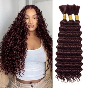 Extensions de <span class=keywords><strong>cheveux</strong></span> humains soyeux et doux sans trame <span class=keywords><strong>pour</strong></span> style bohème, <span class=keywords><strong>cheveux</strong></span> humains en vrac 99J Deep Curly Wave <span class=keywords><strong>pour</strong></span> femmes noires - Product Image 1