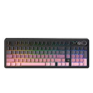 คีย์บอร์ดกลไก Ak980 Gift Switch V2 (สีชมพูไล่เฉดพิมพ์ลายด้านข้าง) แบบสามโหมด พร้อมหน้าจอ RGB สำหรับประกอบเอง - Product Image 1