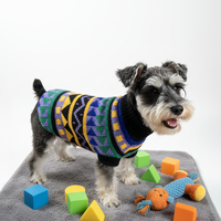 Vêtements d'hiver de luxe personnalisés pour animaux de compagnie, pull tricoté à col roulé à carreaux, tenue mignonne pour petit chien, usage quotidien et fêtes, 100% acrylique
