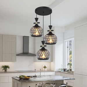 Lampe à Suspension Moderne Rétro en Verre de Fer Noir 220V Petite <span class=keywords><strong>Ampoule</strong></span> en Métal Long <span class=keywords><strong>Fil</strong></span> de Suspension pour Maison Hôtel Restaurant Style Traditionnel - Product Image 3
