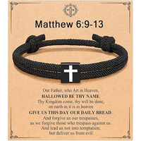 Bracelet en corde tressée à la vente chaude, vente en gros, créativité, bracelet de foi chrétienne avec croix, bijoux en acier inoxydable pour homme et femme, pour cadeau