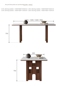 Solid Wood <b>Dining</b> <b>Table</b> Mid-Century Style Nordic Wabi-Sabi Style Quartzite <b>Top</b> Walnut Color Rectangle 6-Seater for Small - Product Image 4