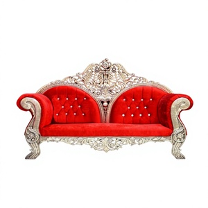 Nuevo Sofá de Madera Tallada, Sofá de Boda con Detalles en Latón Estilo Maharaja, Juego de Muebles de Madera Tallada con Detalles Metálicos para Bodas Indias, Reino Unido y Estados Unidos - Product Image 1