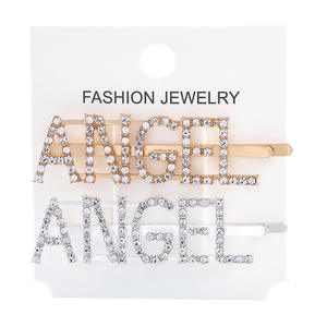 Pinzas de pelo con palabra de cristal a la moda, Clip de alfabeto con diamantes de imitación, horquillas ostentosas, pasador de pelo con <span class=keywords><strong>letras</strong></span> - Product Image 4