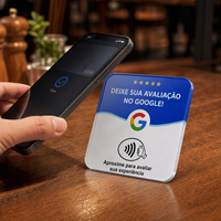 Carte de commentaires Google, version portugaise, autocollant NFC en acrylique, imperméable, logo personnalisé imprimé pour café, hôtel, restaurant